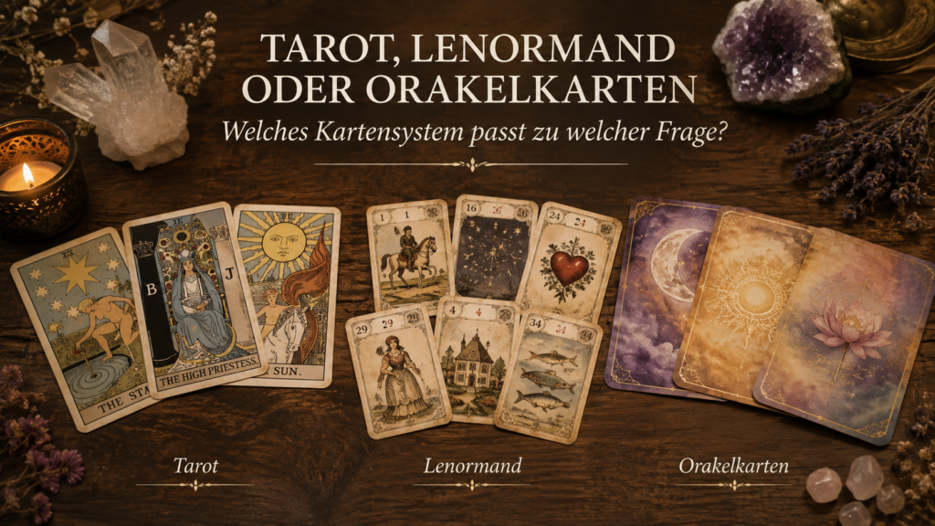 Symbolische Darstellung von Tarot, Lenormand und Orakelkarten